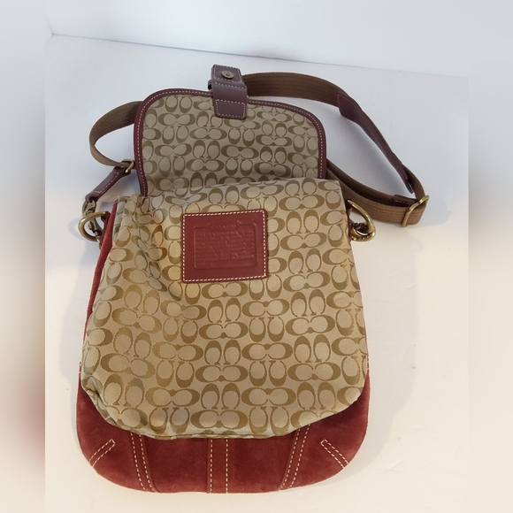 Coach Rust Brown Suede Crossbody Bag - Picture 14 of 16